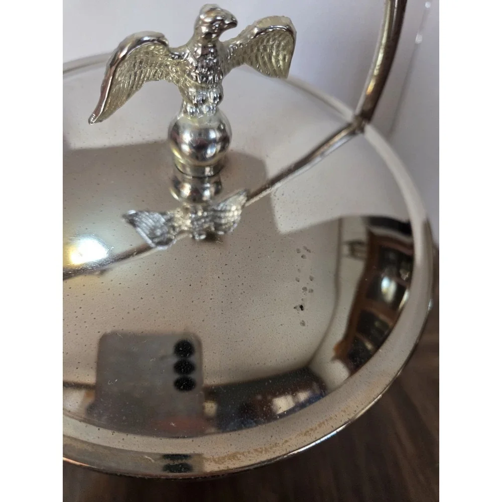 vintage Jerywil wood and brass-accented footed ice bucket from the 1970s